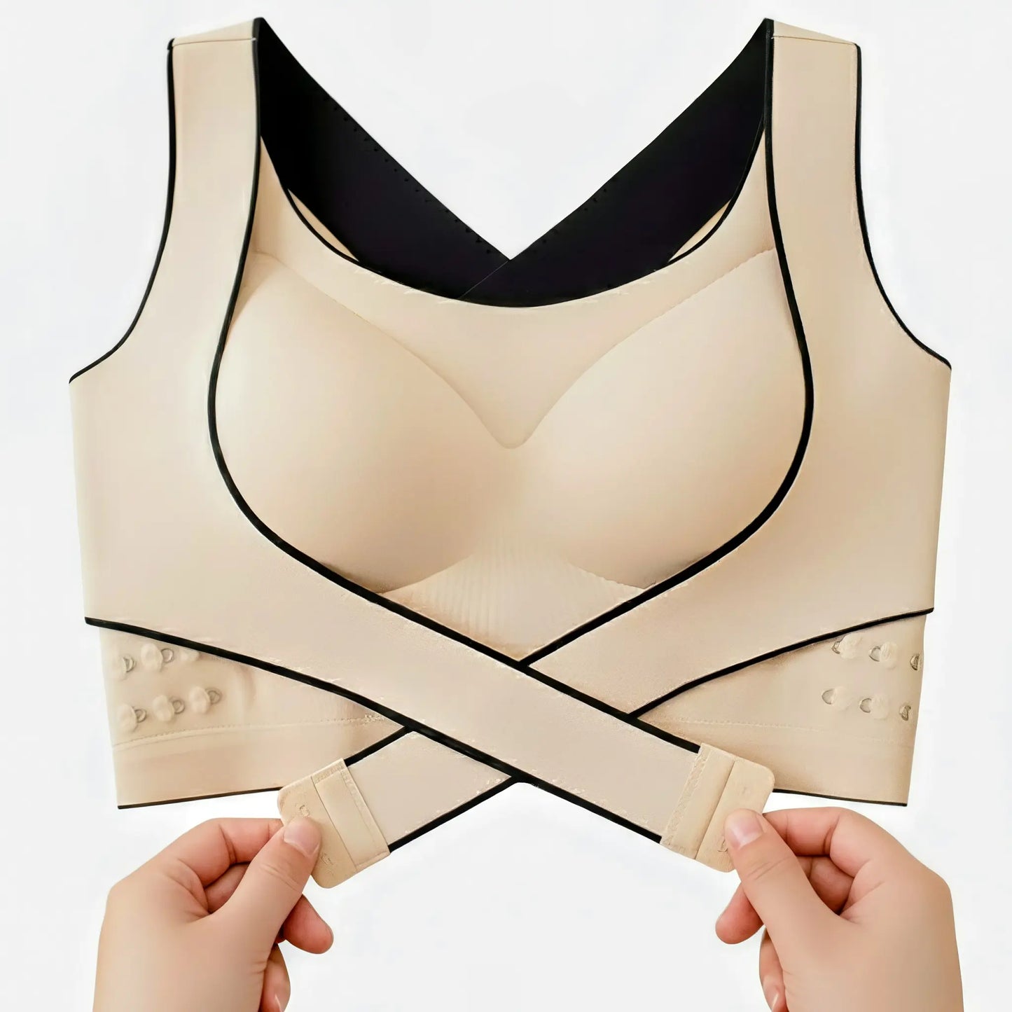 Beige Crossover Push-up Support Bra | Shopander