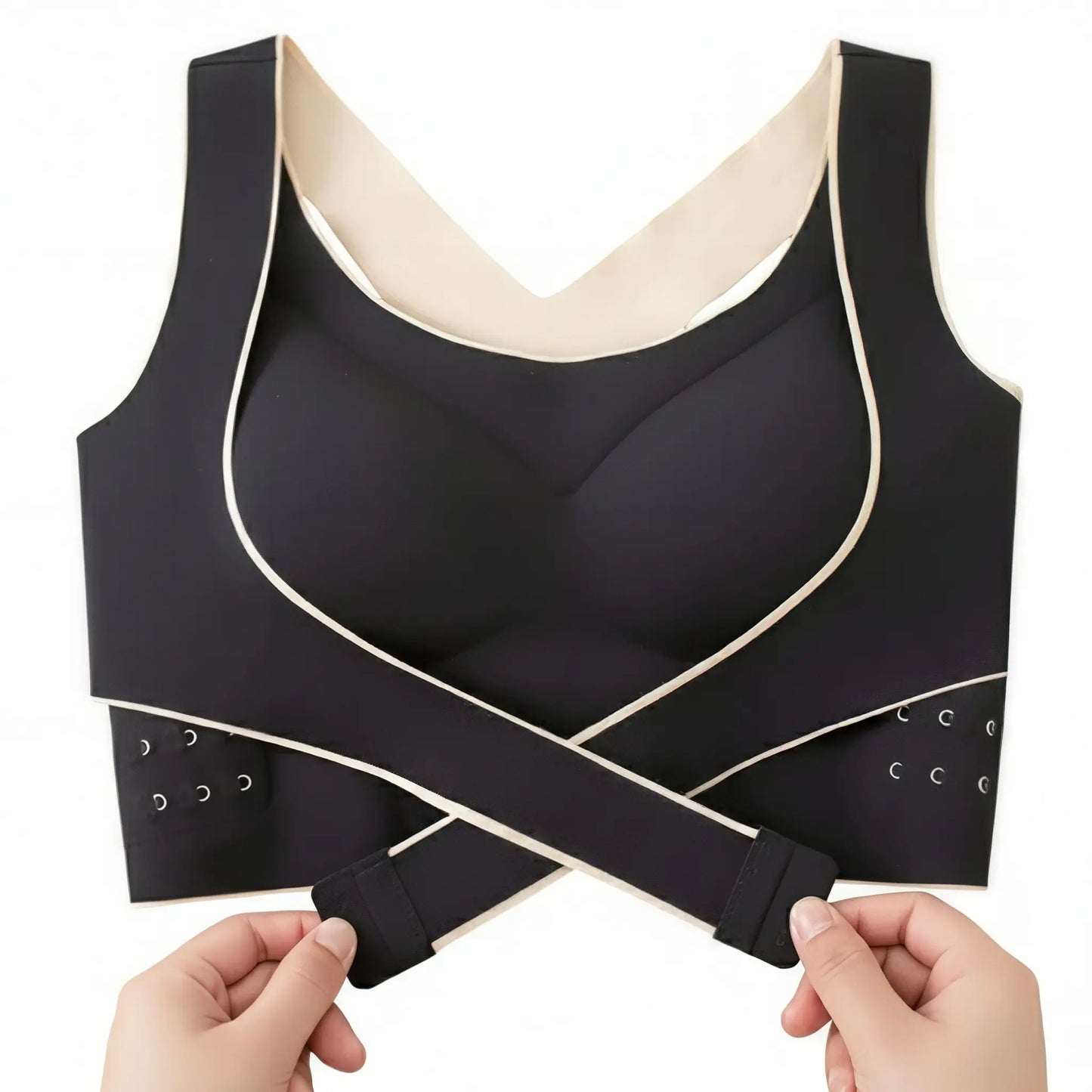 Black Crossover Push-up Support Bra | Shopander