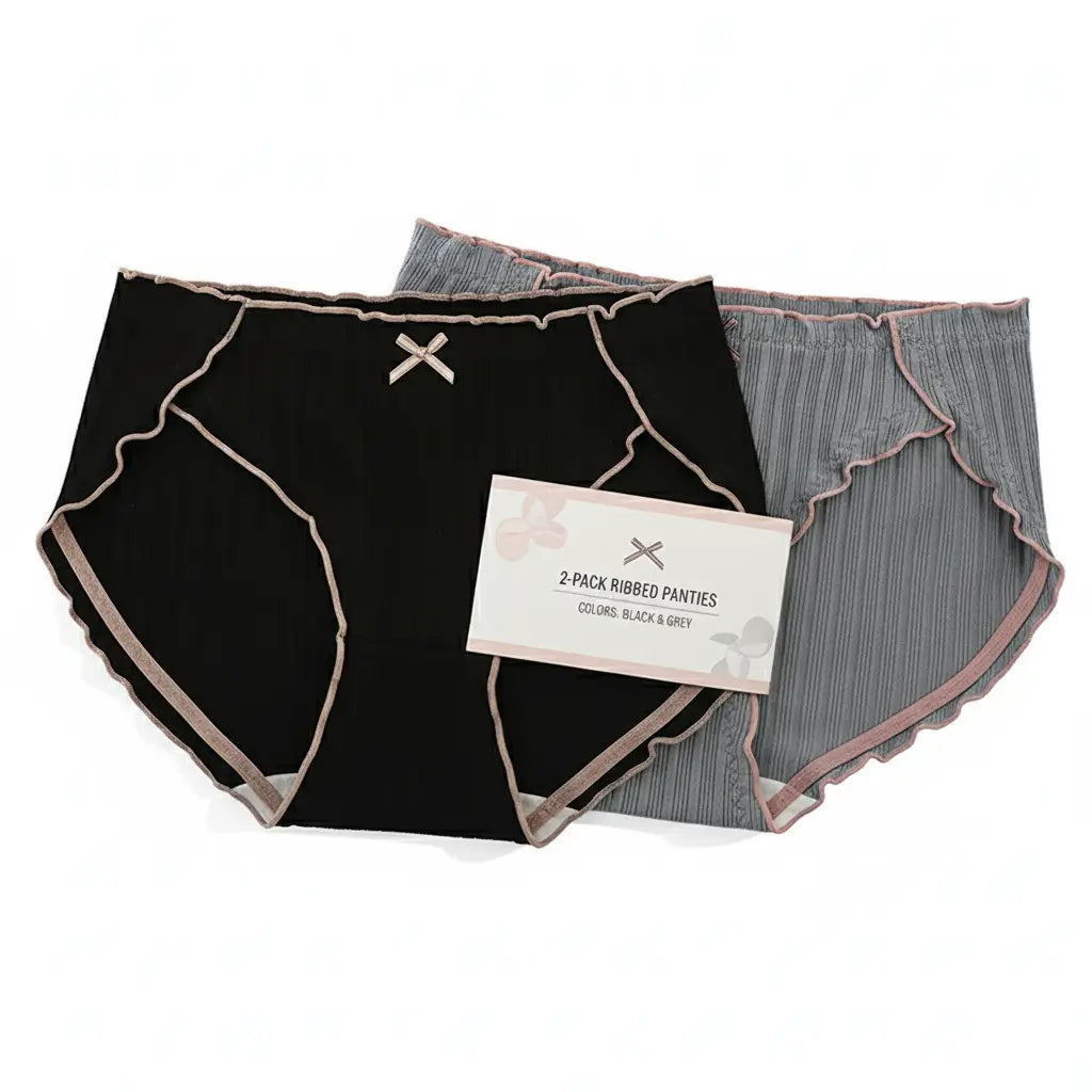 Combo Korean Cotton Panty (Black & Gray) | Breathable Mid-Rise Briefs