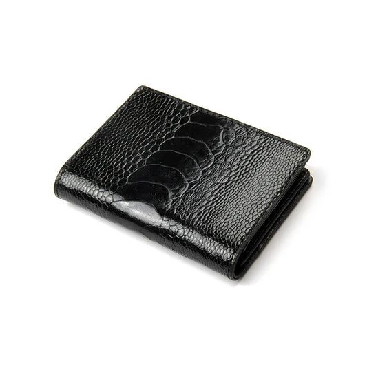 ODM Mini Cartera De Hombres Luxury High End Design Genuine Ostrich Leather Leg Skin Card Holder Wallet Vintage Smart Card Case