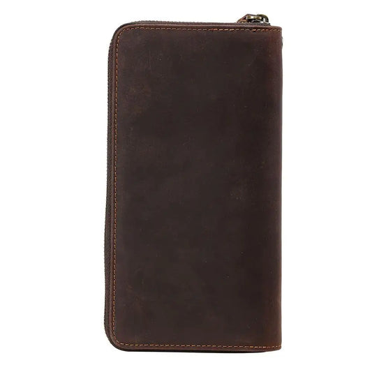 TIDING Retro Large Leather Casual Mens Clutch Travel Wallet Genuine Cowhide Leather Business Long Wallet