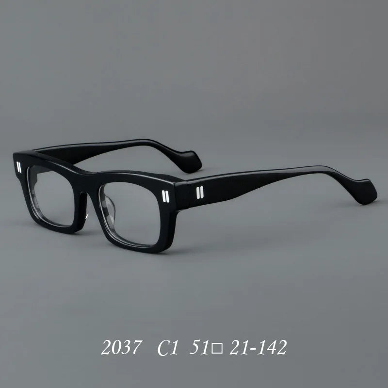 2037 Thick Square Acetate Glasses Frame Popular Casual Rivet Presbyopia Eyeglasses Men Women Retro Prescription Spectacle