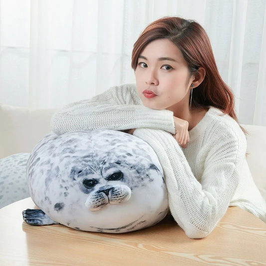 Chubby 3D Seal Pillow Plush Stuffed Animal Sleeping Throw Gift For Kids