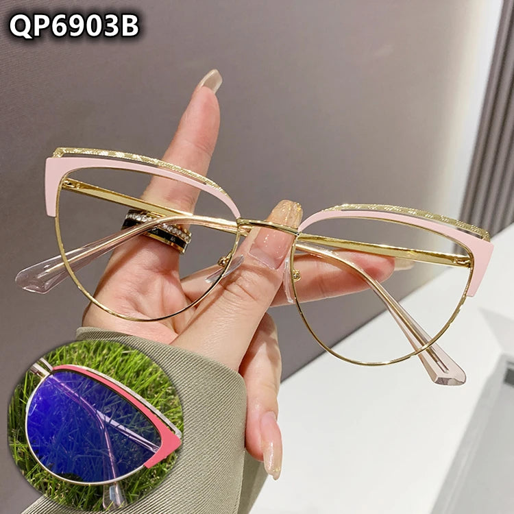 Anti Uv400 Outdoor Computer TR90 Spring Hinge Irregular Oversize Antireflet Lunettes Women Photochromic Blue Light Glasses Solid