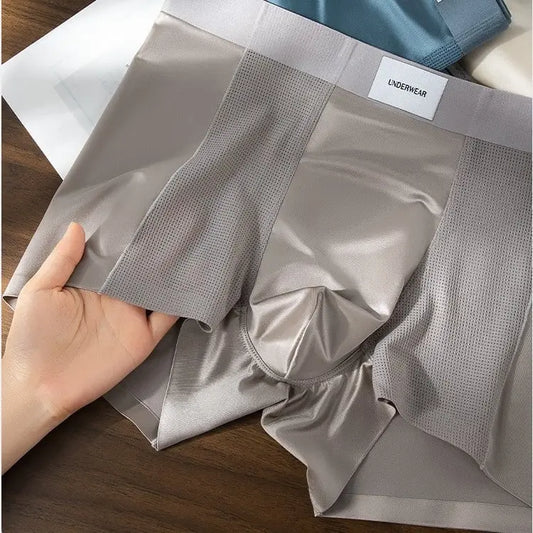 Moonlight Blue & Silver Combo Set – Premium Imperial Palace Men’s Ice Silk Boxer Briefs Bangladesh