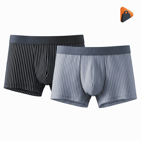 Black & Sky Blue 2‑Pack Combo – Men’s Cotton Striped Boxer Briefs Bangladesh