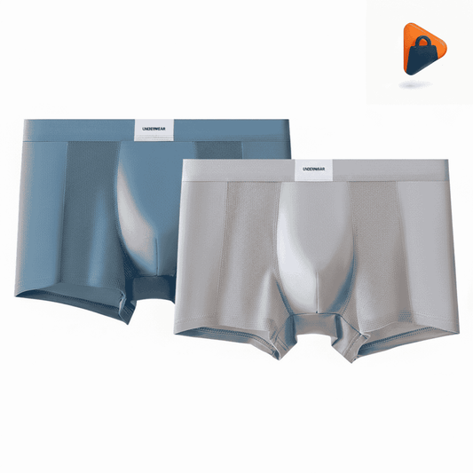 Moonlight Blue & Silver Combo Set – Premium Imperial Palace Men’s Ice Silk Boxer Briefs Bangladesh