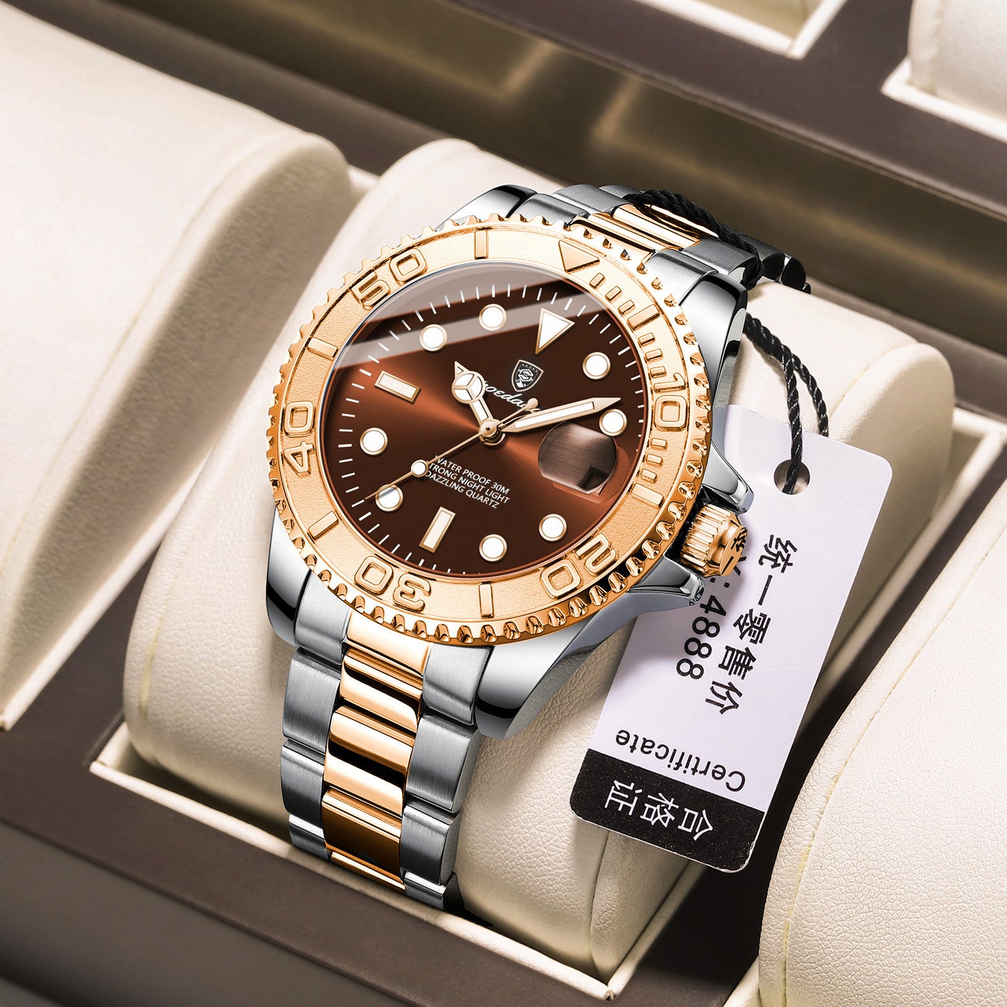 Swiss brand new waterproof luminous men's watch fashion quartz watch live foreign trade explosions a generation of hair