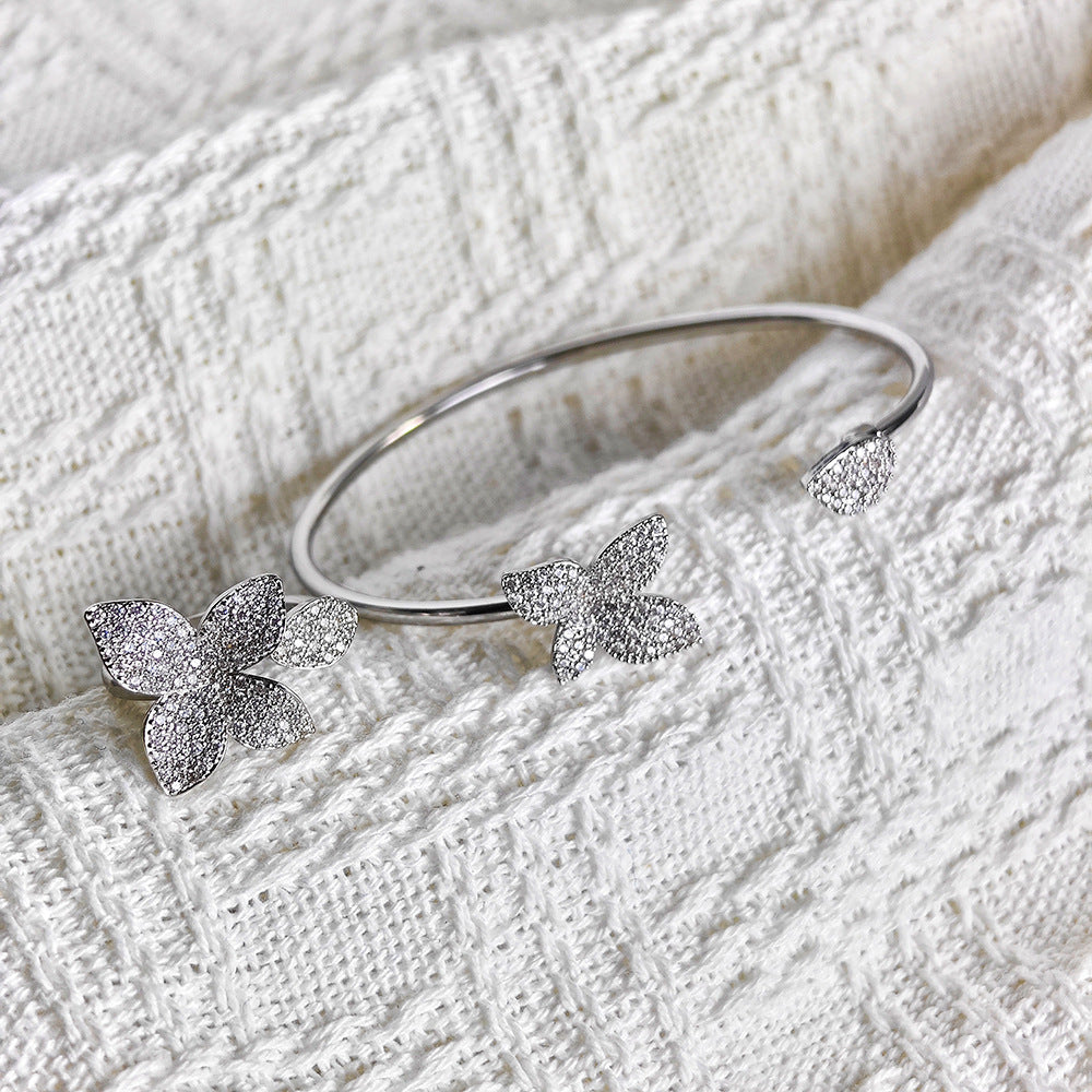 Cross-border Female Niche Opening Adjustable Bracelet Ring Popular Butterfly High Design Sense r5433-s8026