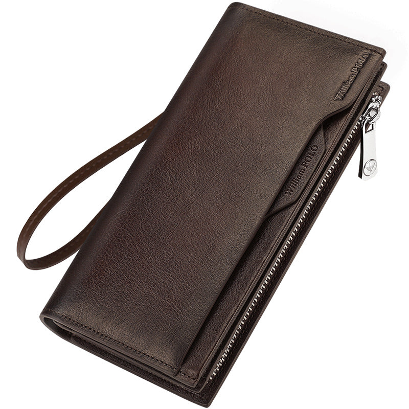 King Paul men's wallet long leather multi card slot fashion retro color hand bag card wallet wholesale