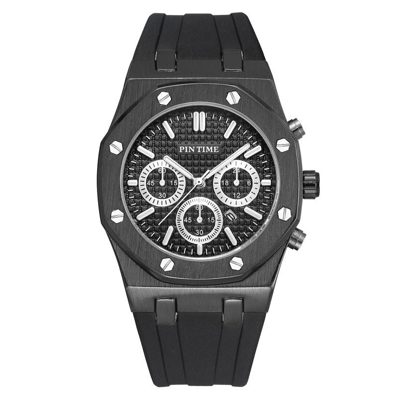 Foreign Trade Products: Men's Watch with Three Dials, Multi-Functional, Sports, Waterproof, Men's Fashion Casual Watch, Cross-Border Hot-Selling Item
