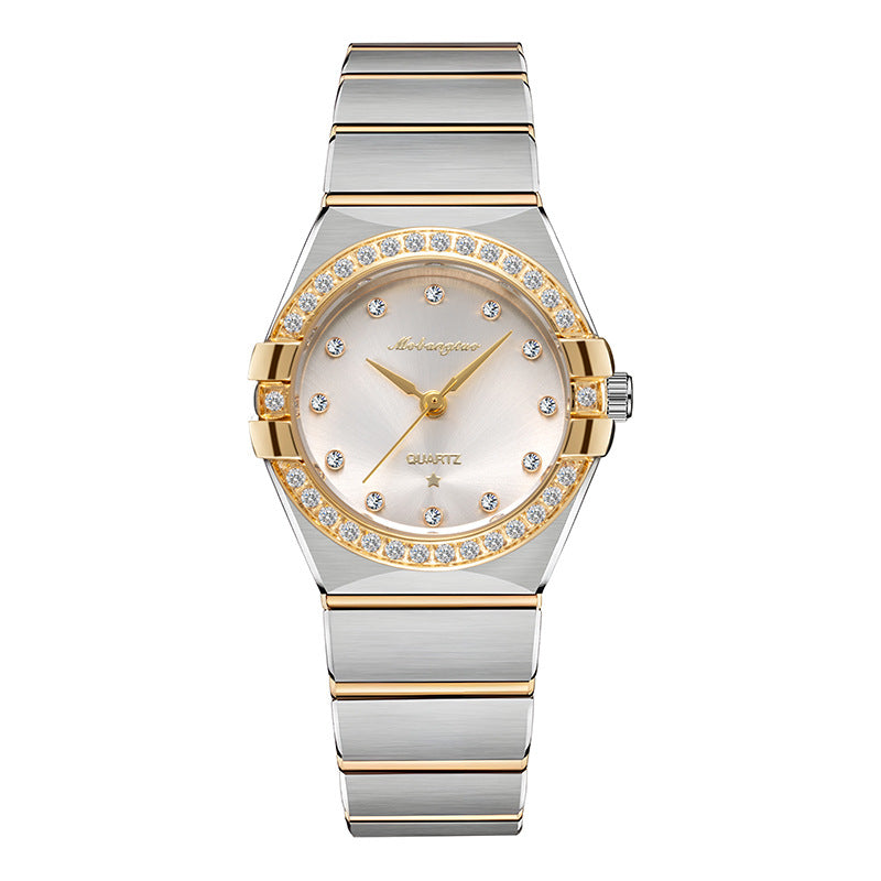 Source Factory Constellation Steel Band Women's Quartz Watch High-End Waterproof Fashion Cross-Border Diamond Bezel Girls' Watch