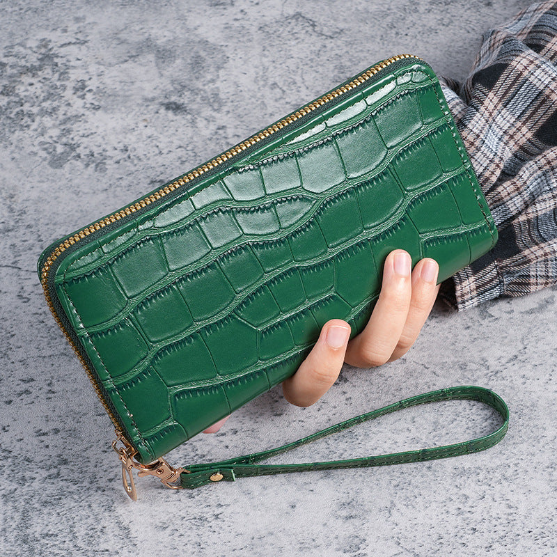 2025 New Women's Long Wallet, Feminine Crocodile Pattern Clutch Wallet, Fashionable Retro Women's Bag