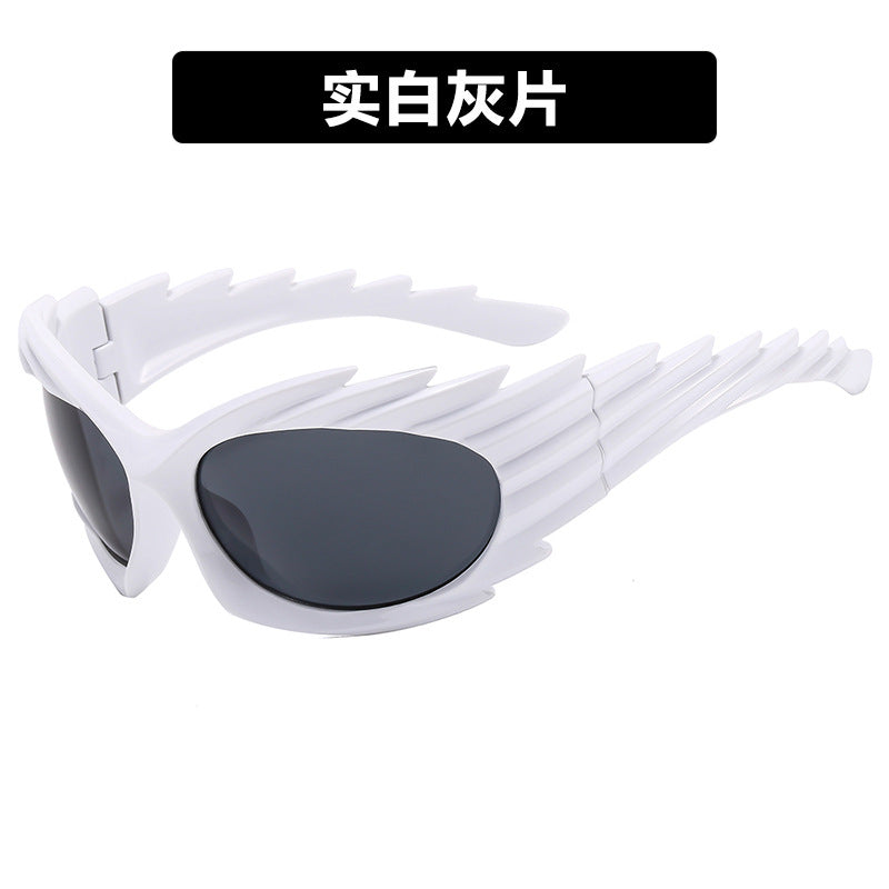 Barbed Hedgehog Sunglasses Y2K European and American Personalized Wings Cycling Sunglasses Concave Shape Ins Trendy Sunglasses for Women