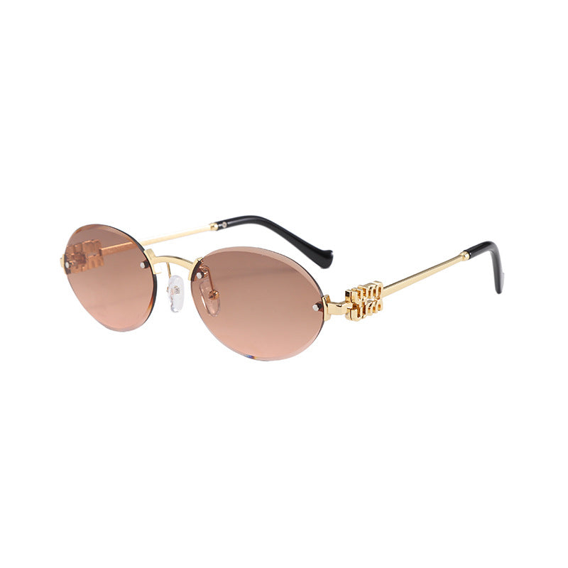 Frameless Letter Sunglasses with a High-End Feel, Personalized Metal Street Style Sunglasses, Retro Internet Celebrity Street Style, Trendy Sweet and Cool Hot Girl Sunglasses