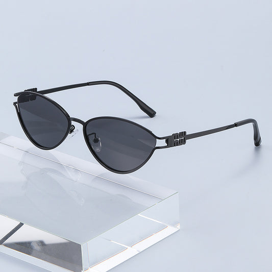 Fashionable Metal Cat-Eye Sunglasses European and American Trendy Women's Sunglasses Light Luxury High-End Anti-Uv Sunglasses for Men