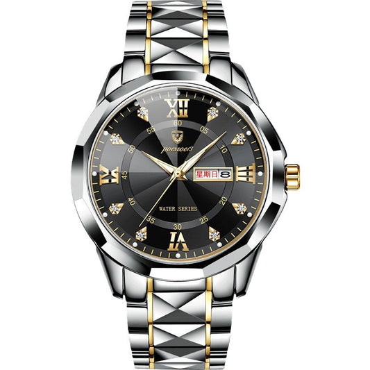 FOURRON brand imitation mechanical hollow-out transparent men's watch butterfly buckle steel belt luminous waterproof calendar Diamond
