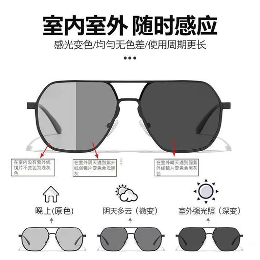 New Polarized Men's Driving, Fishing, High-Definition Day and Night Color-Changing Trendy Anti-Uv Sunglasses