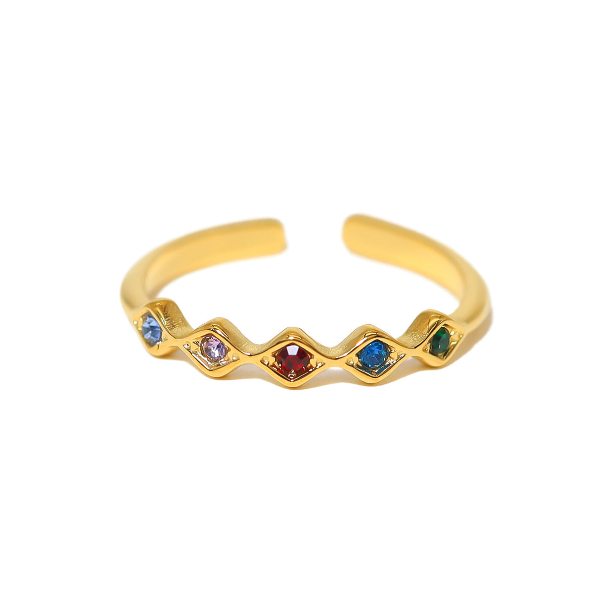 Diamond ring female titanium steel light luxury high-grade zircon index finger ring popular personality all-match fashion temperament open ring