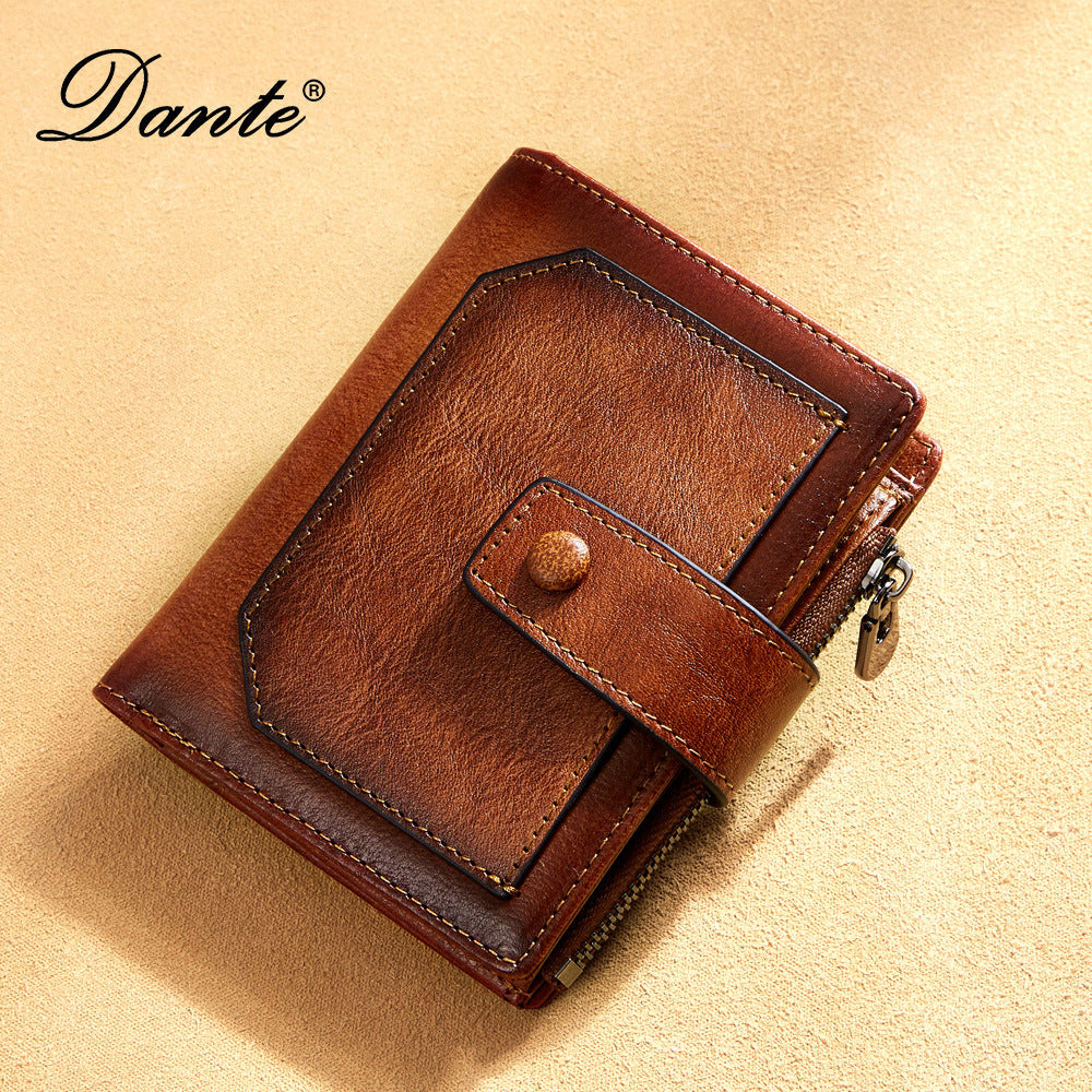 Men's wallet wholesale leather zipper short retro wallet RFID anti-theft foreign trade leather wallet manufacturers processing