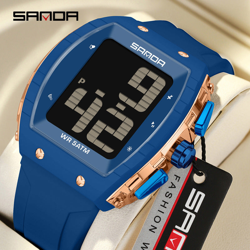 Sanda Elderly Voice Time Watch Large Digital Screen Luminous Multi-Function Watch Waterproof Calendar Digital Watch