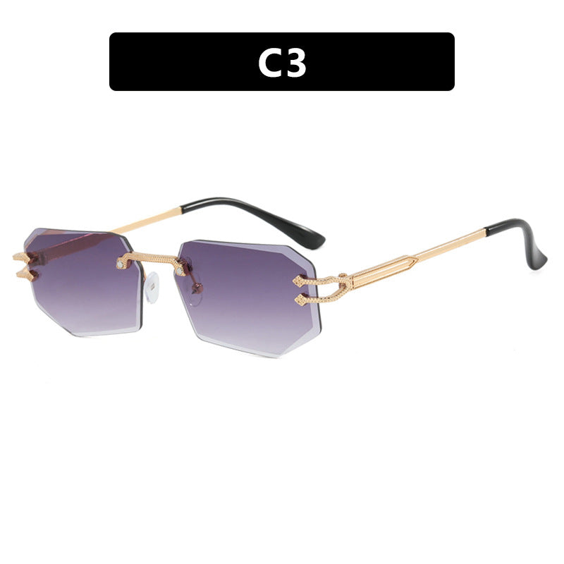 Irregular Frameless Edge-Cut Sunglasses 2024 New Style Personalized Fashion Sunglasses Street Style Trendy Sunglasses for Women