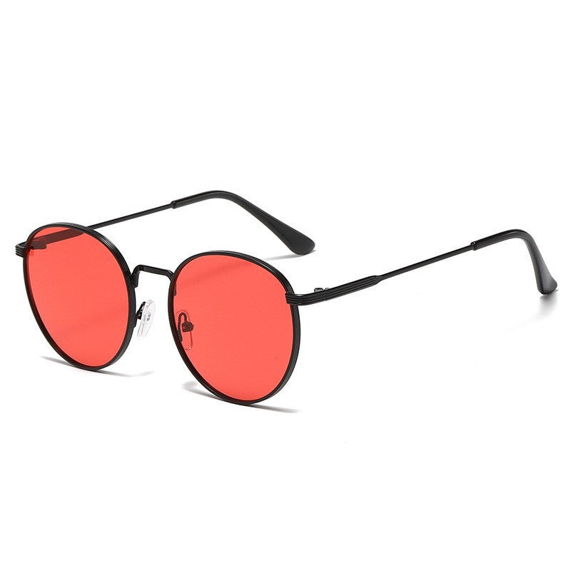Retro Fashion High-End Metal Round Frame Sunglasses for Women European and American Cross-Border Ins Men's Driving Sunglasses Wholesale