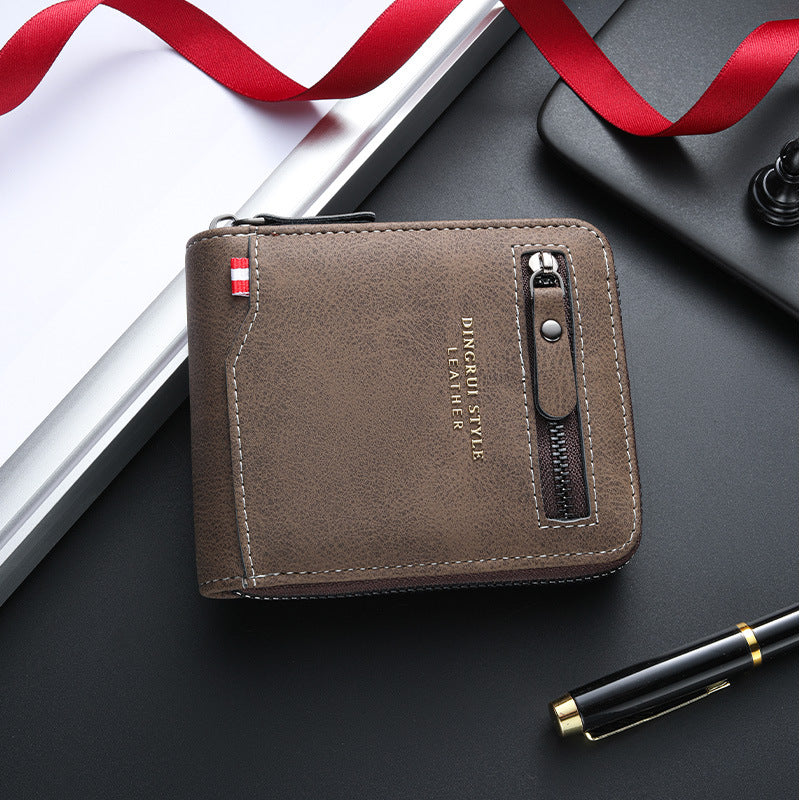 New business men's short wallet multi-card large capacity personality zipper ID bag carry wallet