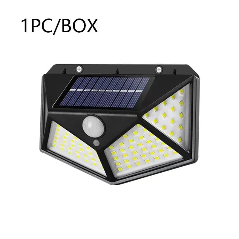 100 LED Solar Wall Lamp Waterproof Motion Sensor Outdoor Garden Lights