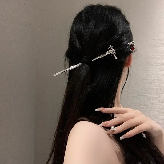Sword Hairpin Headdress For Women Chinese Style Vintage Hair Sticks Hairstyle Ponytail Holder Hair Accessories Jewelry K0