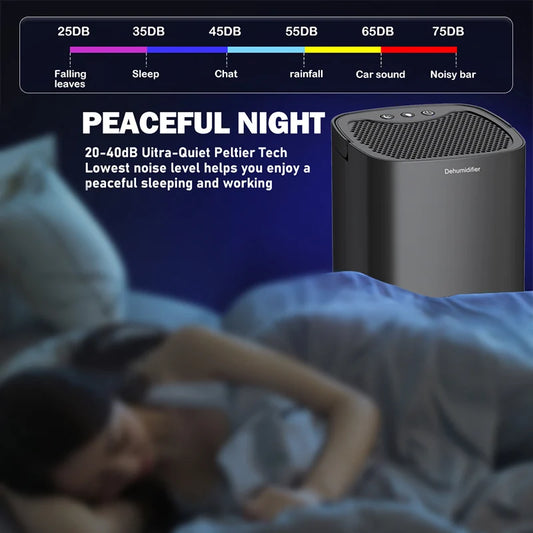 Portable Quiet Air Dehumidifier Moisture Absorber For Bedroom Kitchen Office
