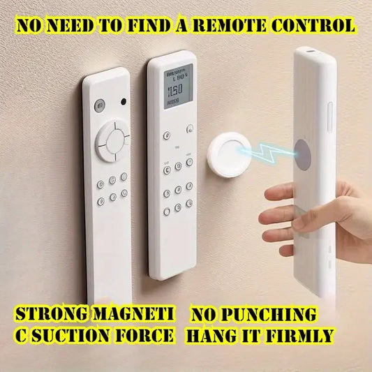 3Pcs No Drill Magnetic Remote Holder Wall Mount For TV AC DVD Space Saving White