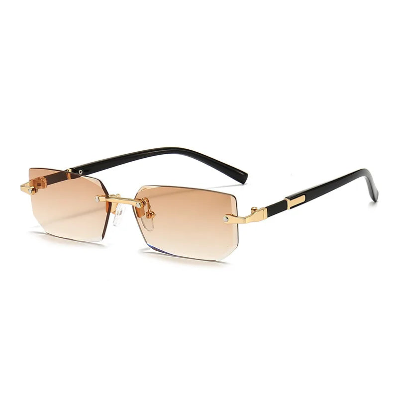 Rimless Sunglasses Rectangle Fashion Popular Women Men Shades Small Square Sun Glasses For Female Male Summer Traveling Glasses
