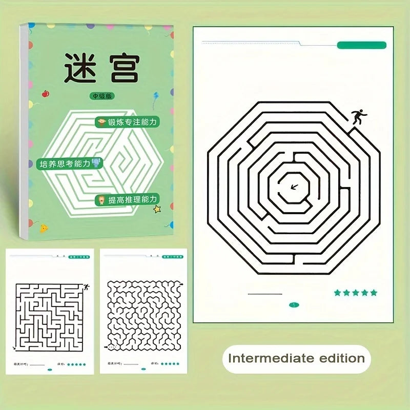 32-Page Children's Maze Game Book for Student Concentration Training, Intelligence Development, Early Education Toys, and Children