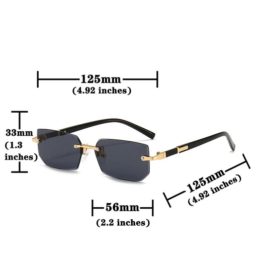 Rimless Sunglasses Rectangle Fashion Popular Women Men Shades Small Square Sun Glasses For Female Male Summer Traveling Glasses