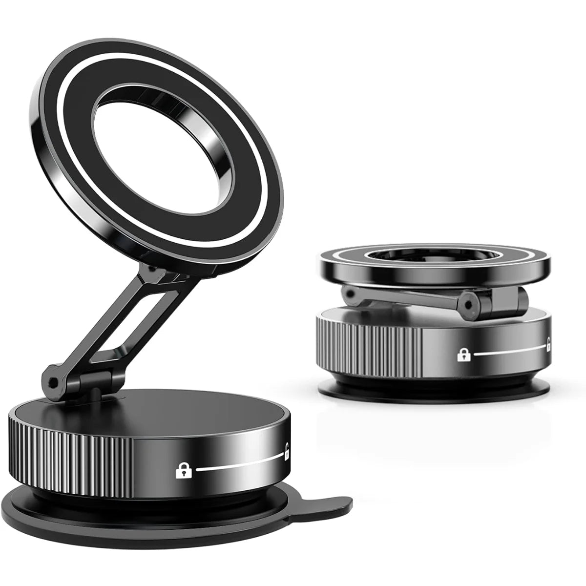 Upgraded Aluminum Alloy Nano Gel Vacuum Magnetic Phone Holder – 360° Rotating, 110LBS Strong Suction for Car, Kitchen & Smooth