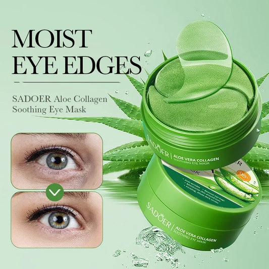 60 Pieces of Aloe Vera Collagen Eye Mask Moisturizing Firming , Bright and Transparent Eye Mask Patches, Suitable for All Skin