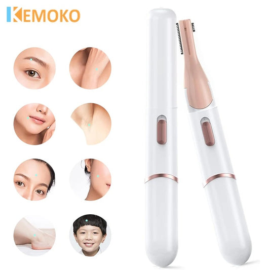 KEMOKO white and rose gold portable electric facial hair remover for women and men
