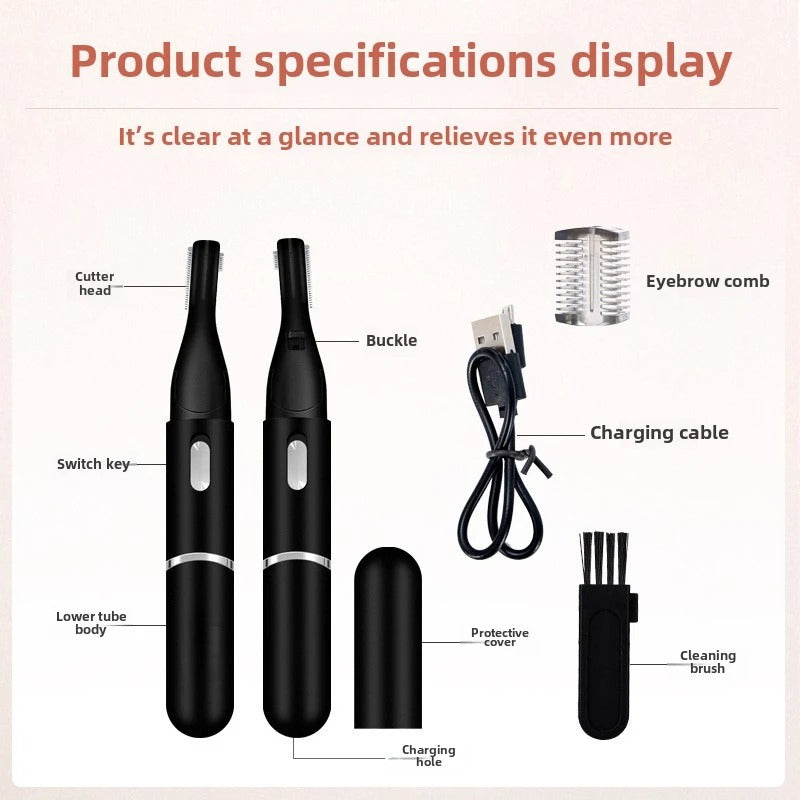 Electric Eyebrow Trimmer for Women | USB Rechargeable Mini Facial Hair Remover & Portable Shaver in Bangladesh