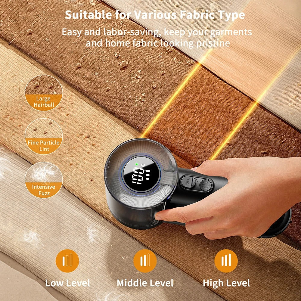 Rechargeable 2-in-1 Fabric Shaver & Lint Brush | Best Electric Sweater Shaver for Clothes, Blankets & Sofas – LED Display, 3 Speeds