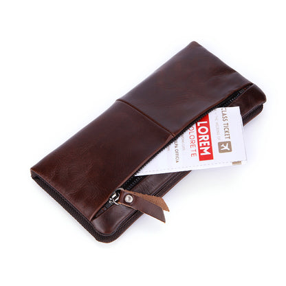 Hot-Selling Genuine Leather Men's Wallet, Business Casual Long Clutch Bag with Multiple Card Slots, Vintage Style Cowhide Men's Bag