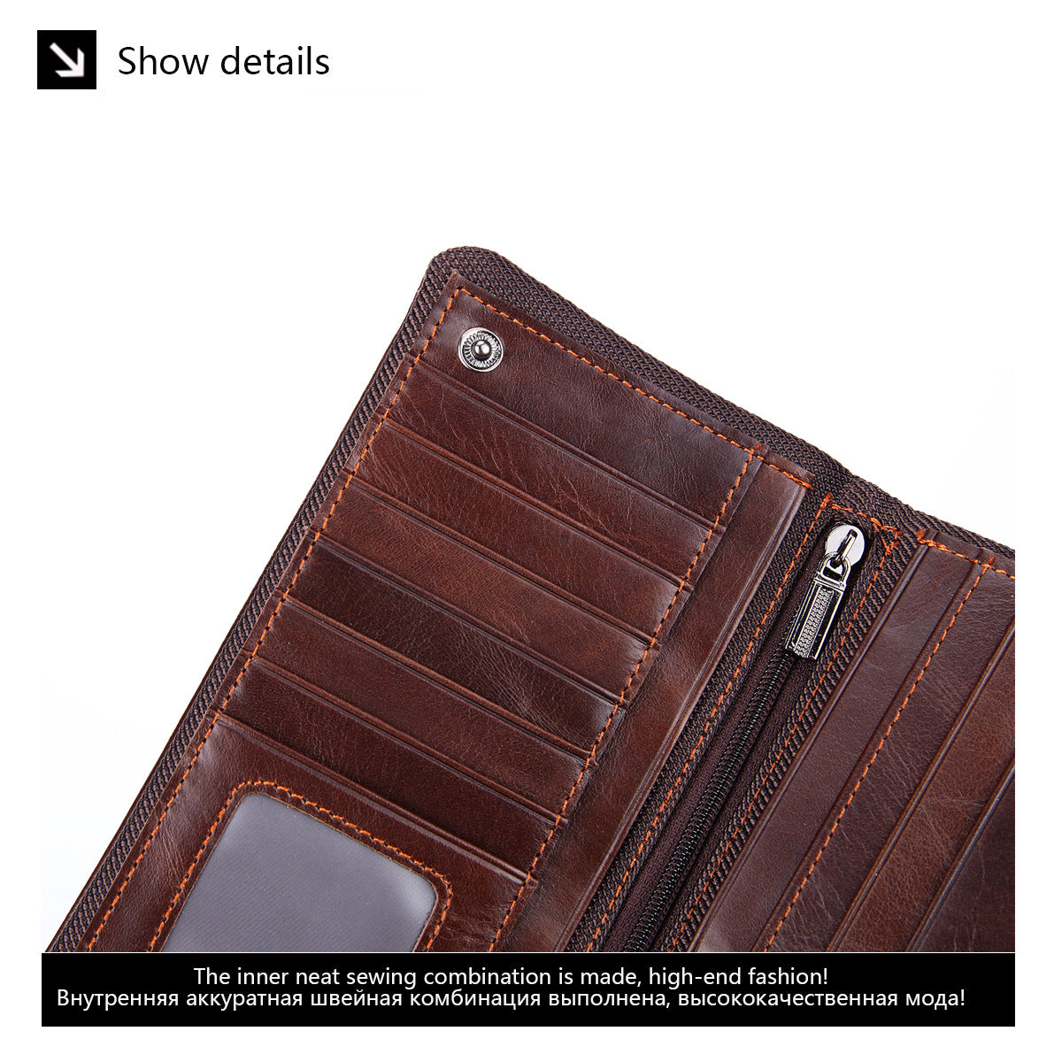 Hot-Selling Genuine Leather Men's Wallet, Business Casual Long Clutch Bag with Multiple Card Slots, Vintage Style Cowhide Men's Bag