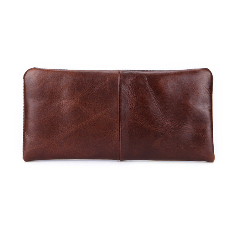 Hot-Selling Genuine Leather Men's Wallet, Business Casual Long Clutch Bag with Multiple Card Slots, Vintage Style Cowhide Men's Bag