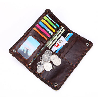 Hot-Selling Genuine Leather Men's Wallet, Business Casual Long Clutch Bag with Multiple Card Slots, Vintage Style Cowhide Men's Bag
