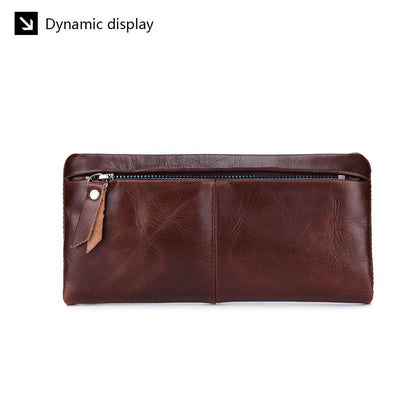 Hot-Selling Genuine Leather Men's Wallet, Business Casual Long Clutch Bag with Multiple Card Slots, Vintage Style Cowhide Men's Bag