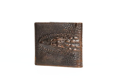 Matt Men's Leather Wallet Short Horizontal and Vertical Oil Wax Top Layer Cowhide Crocodile Head Wallet Vintage Wholesale