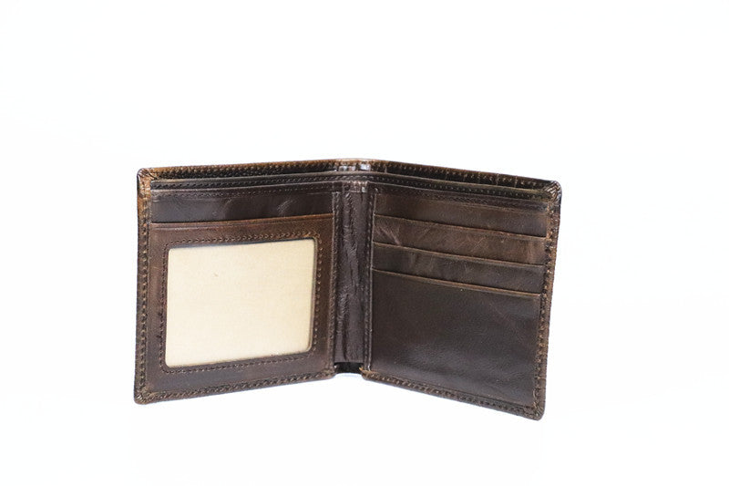 Matt Men's Leather Wallet Short Horizontal and Vertical Oil Wax Top Layer Cowhide Crocodile Head Wallet Vintage Wholesale