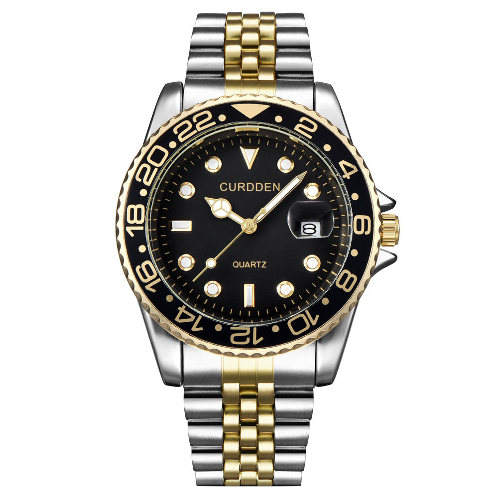 AliExpress brand watches men's foreign trade new fashion steel belt hip-hop water ghost calendar quartz watch a generation of hair