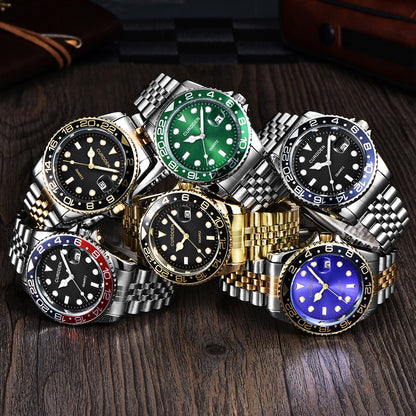 AliExpress brand watches men's foreign trade new fashion steel belt hip-hop water ghost calendar quartz watch a generation of hair