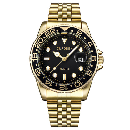 AliExpress brand watches men's foreign trade new fashion steel belt hip-hop water ghost calendar quartz watch a generation of hair